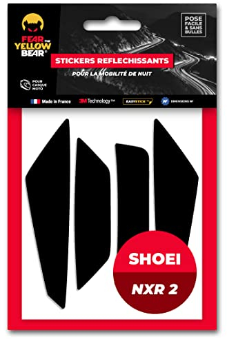 FYB© Kit 5 Bandes réfléchissantes REPOSITIONNABLES compatibles avec Casque SHOEI NXR 2™, 3M™ Technology, Noir