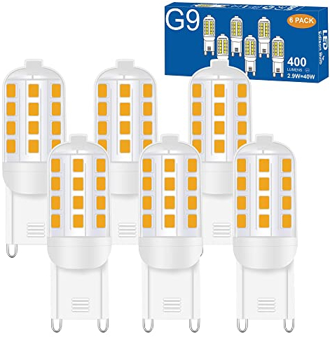 DSLebeen G9 LED Lampe Warmweiß 3000K,2,9W Entspricht 40W Halogenlampen, G9 Glühbirne 400lm 230V, 360° Abstrahlwinkel Kein Flackern Nicht Dimmbar, 6er Set