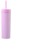 Bulckrew Taza con pajita y tapa, 450 ml, vaso de paja de doble pared, acrílico mate, color morado