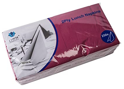 We Can Source It Ltd – Burgundy Red 33cm 2-Ply Lunch Napkins – Absorbent Paper Napkins with 4-Fold Square Design – Ideal for Catering, and Events – Strong and Disposable 1000 Napkin (4 Pack)