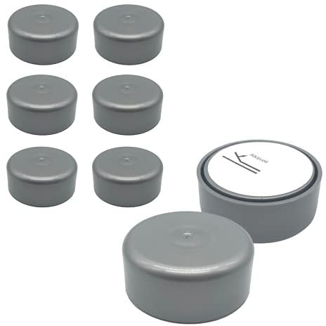 SKIR'CO (Pack of 8 pcs Height Adjustable Plastic Furniture Legs, Round Ø 55 mm, Self Adhesive Furniture Feet, With Stickers (8, Grey)