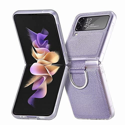 TingYR Cover per Samsung Galaxy Z Flip 4 5G Custodia, Protezione a Tutto Tondo, con Anello, Anticaduta Case Cover per Samsung Galaxy Z Flip 4 5G.Viola Chiaro