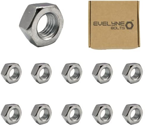 M12 (12mm) Steel Hex Nuts - Standard Thread - Pack of 10
