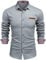 COOFANDY Shirts for Men Long Sleeve Denim Shirt Smart Casual Cowboy Dress Shirt Non Iron Cotton Work Shirts Slim Fit Plaid Collar AA-Light Grey L