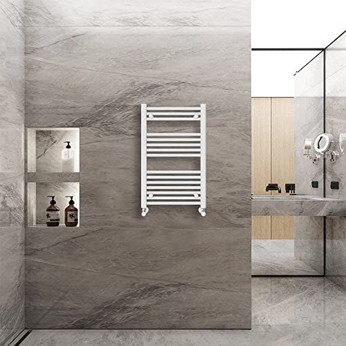 Warmehaus Straight Heated Towel Rail Radiator Ladder White 800x500mm Central Heating Radiators for Bathroom Kitchen