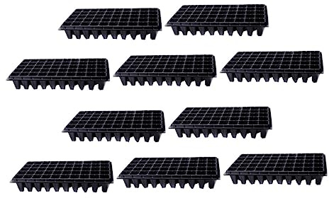 OFFSCH 10 Bandejas de Germinación para Semilleros de Jardín y Huerto 50 Celdas, Plástico Reutilizable para Germinación de Semillas y Cultivo Interior