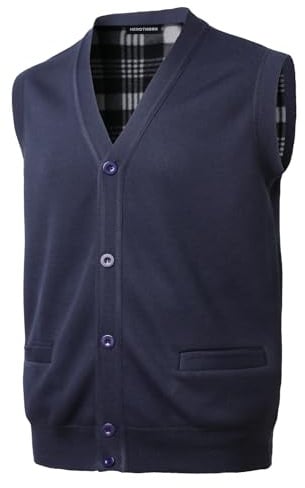 Herothorn Cardigan Panciotto da Uomo Senza Maniche Gilet Invernale Giacca Maglione Felpa Uomo Maglia Cardigan Maglieria con Tasche Canotte con Bottoni Scollo a V
