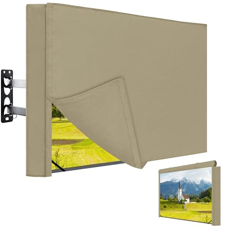 Easy-Going Outdoor TV-Abdeckung mit aufrollbarer Front Flach für 28-32 Zoll - wasserdichte und wetterfeste TV-Abdeckung für Flachbildfernseher, Kamel