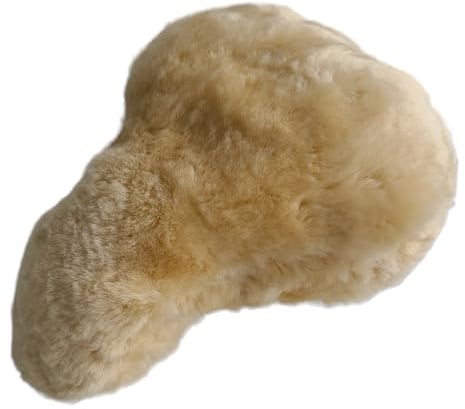 Naturasan Fahrradsattel Lammfell Bezug Fahrradsattelüberzug aus Merino Lammfell, Schaffell Fahrrad Warmer Winter Sitzbezug (Beige, 27 x 24,5 cm (Size S))