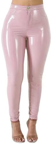 Suncolour Lack-Wetlook-Leggings für Damen. Damen-Stretch-Leggings aus glänzendem PVC-Leder mit hoher Taille