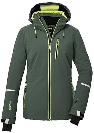 killtec Damen Ksw 81 Wmn Jckt Skijacke/Funktionsjacke Mit Abzippbarer Kapuze Und Schneefang, Grün/grau, 40 EU