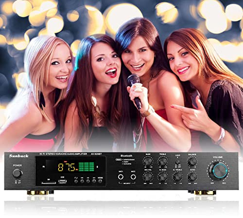 Brride Verstärker mit Fernsteuerung, HiFi Digital Amplifier 5 Kanal Bluetooth Vollverstärker, Audio Leistungsverstärker Stereo, Stereo Digital Audio Endstufe USB Bluetooth (Schwarz)