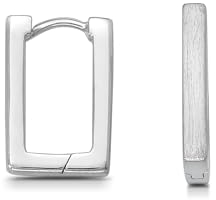Cassini | Ohrringe Silber 925 Damen – Rechteckige Creolen, matt & schmal, elegante Klappcreolen aus Sterling Silber, hypoallergen & edel als Geschenk oder für Alltag, 3CSW