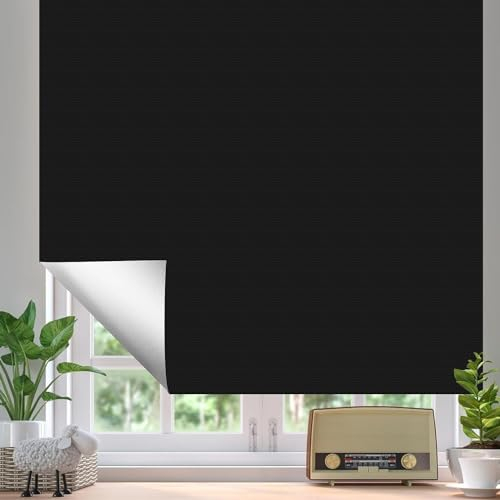 Verdunkelungsrollo 300 x 145 cm, 100% Verdunkelungsvorhang für jedes Fenster, zuschneidbar, 20 x Selbstklebende Verschlüsse, ohne Bohren, Verdunkelungsvorhänge für Schlafzimmer, Kinderzimmer