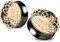 Vankula Ohr Flesh Tunnel Double Flared Plug Hohl Edelstahl für Gestreckte Expander Ohrpiercing 14mm(9/16) Schwarz Gold