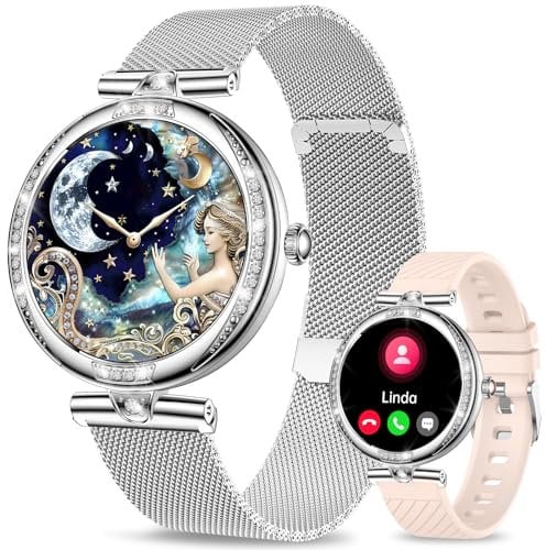 Efolen Smart Watch for Women(Answer/Make Call), 1.19 Touch Screen Fitness Watch with SpO2 HR Sleep Monitor, 120+ Sport, IP68 Waterproof Step Counter Ladies Smartwatch for iPhone Android Silver