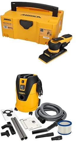 Mirka DEOS II 383 Ponceuse vibrante en coffret 70x198mm 300 W ponceuse à faibles vibrations et Aspirateur industriel eau et poussières 25 litres