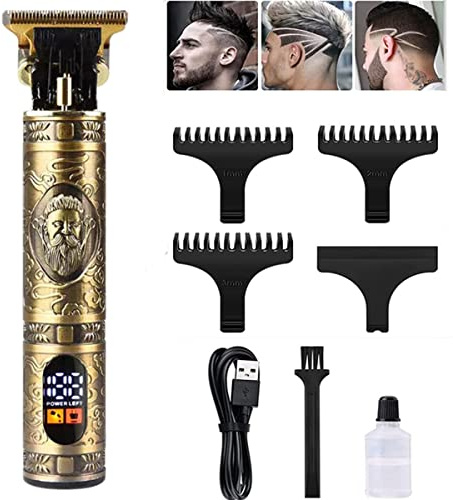 Haarschneider Männer Bartschneider, Haarschneider Pflegeset mit LCD-Bildschirm, kabelloser T-Blattschneider, wiederaufladbarer USB-Herrenrasierer mit 3 Führungskämmen (#3)