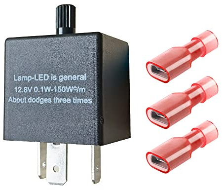 GUUZI 3-poliges Einstellbares Elektronisches Blinkrelais CF14KT für LED-Blinkerbirnen für Motorräder und Autos