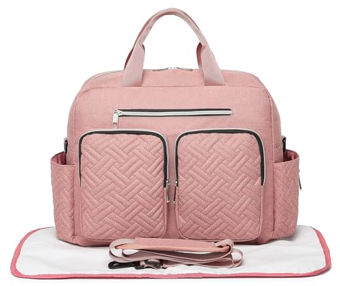 KONO Borsa Fasciatoio Neonato Borsa per Passeggino da Viaggio per Mamma e Papà per Ospedale, Viaggio, Aereo (rosa)