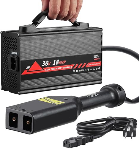 KEMIMOTO 36V 18A Golf Cart Battery Charger, 5 Stage Smart Charging Technology, 900W Fast Charging, Fully Charged in 4-6H, Lead Acid Battery Charger