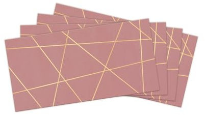 50 Umschläge, elegante Briefumschläge rosa Hintergrund und goldenen geometrischen Linien. Ideal für Einladungen, Dankeskarten, Korrespondenz, persönliche Briefe DIN lang (22 x 11 cm) selbstklebend