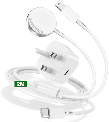 2-in-1 Apple Watch and iPhone USB C Fast Charger [MFi Certified] 2M Magnetic Cable With 20W Plug for iWatch Series Ultra 2/9/8/7/6/SE/SE2/5/4/3, iPhone 14