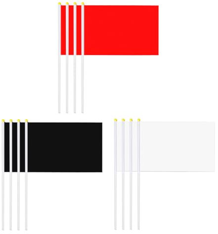 Paquete De 12 Banderas De Mano En Blanco, Banderas De Mano con Postes, Mini Banderas De Mano, Banderas Pintadas En Blanco, Banderas para Pintar, Materiales para Banderas De Mano DIY