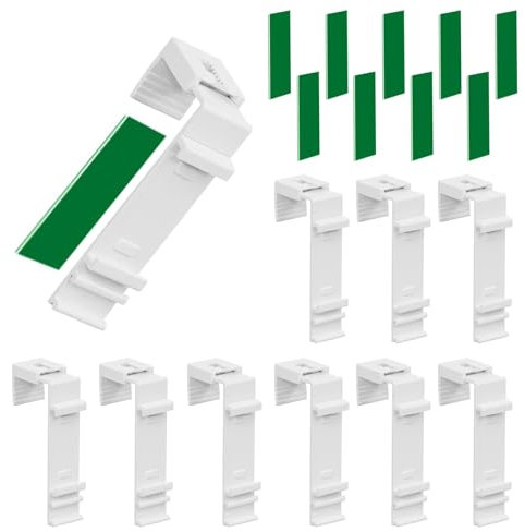 AMONENZ Ganci Tende Finestre, 10 Pezzi Supporto Adesivo per Tenda a Rullo, Senza Foratura Necessaria Ganci Tende, con Adesivo, Accessori di Montaggio per Appendere Finestre in PVC e Porte Balcone