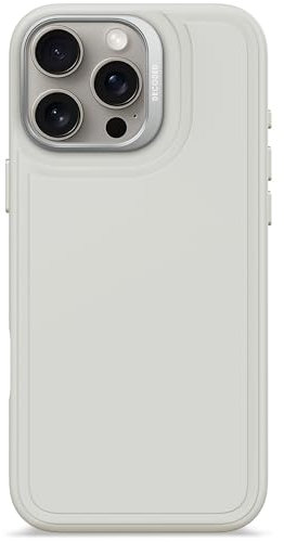 DECODED Silicone Case for iPhone 16 Pro Max, Premium Soft-Touch, Antibacterial Coating, MagSafe Compatible, Drop and Impact Protection, Metal Buttons, Solid Grip, Stone Gray