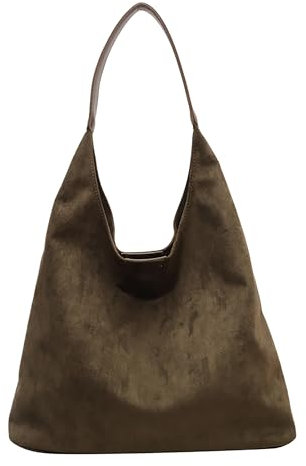 Ibalulu Wildleder Handtasche Damen Vintage Tote Bag Uni Tasche Groß Hobo Bag Suede Schultertasche Slouchy Bag Beuteltasche Damen-Shopper Taschen(Grün)