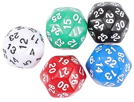 UPKOCH 5 Dadi in Acrilico A 30 Facce Dadi Giocattolo Numerici Per Bambini E Adulti Divertenti Oggetti Di Scena Per Giochi Di Società Giocattolo Educativo Materiale Sicuro