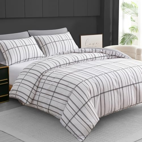 Pamposh Double Duvet Set - Premium Brushed Microfiber Double Duvet Cover - Ultrasoft Reversible Quilt Cover Double - Easy Care Lightweight Bedding Set 3Pcs with Zipper Closure