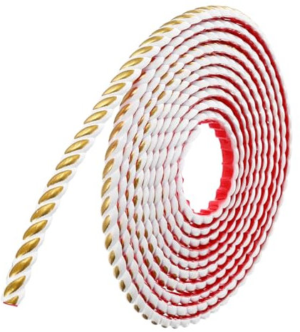 sourcing map Peel and Stick Molding Trim for Walls 0.6 x 16 ft Flexible Molding Trim Self-Adhesive Wall Paneling Strips Wallpaper Border for DIY Floor Wall Baseboard, White/Gold