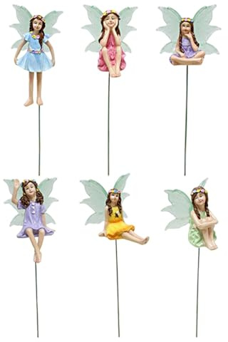 6 Stück Harz Feen Statuen Fluoreszierende Harz Fee Statue Fairy Garden Miniatur Feen Figuren, Fairy Garden Miniatur Figuren Gartenstatuen Für Garten Outdoor Blumentopf Puppenhaus Deko