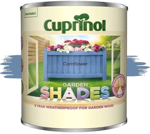 AOC24 Garden Fence Shade Paint - Exterior Wood Paint for Sheds, Fences - Water-Based, Quick Drying 1 Hour - Use on Wood, Terracotta, Stone, Brick - Outdoor Garden (Cornflower, 1 Liter)