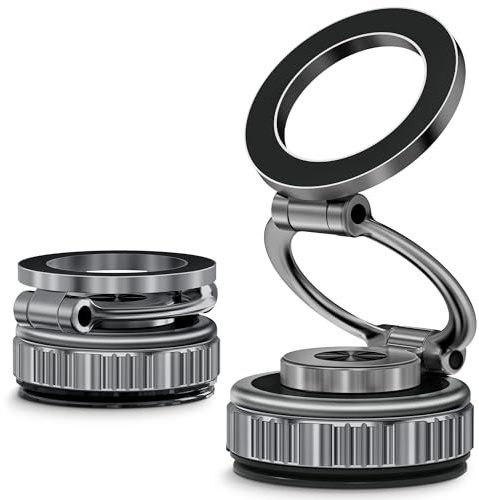 Lucrave Vacuum Magnetic Phone Holder, [Strongest Suction& Strongest Magnetic] 360° Rotation Aluminum Car Phone Mount for Magsafe fit iPhone 16 15 14 13 12 Pro Plus Max, for Your Car, Gym, Mirror