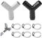 2Pcs 2-Way Y Splitter for Pipes, Washing Machine Waste Splitter, Double Waste Pipe Connection Accessory for Washing Machine and Dishwasher, Includes 6 Hose Clamps