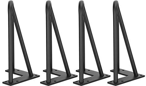 WPKD BLUEIY Lot de 4 pieds de table en fer forgé, pieds de table simples en épingle à cheveux avec coussinet de pied pour projets de bricolage à la maison, hauteur 20 cm, accords de meubles, pieds de
