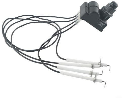 Fauhapyway Kit di accensione elettrica a 4 uscite per piano cottura con coperchio cromato e perni di accensione in ceramica