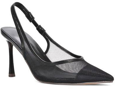 ESSEX GLAM Women's Slingback Court Shoes Ladies Mesh Point Toe Stiletto Mid High Heel Bridal Evening Party Size 3-8