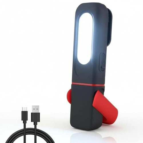 350LM Rechargeable LED Torch 3 Modes Foldable Inspection Lamp Magnetic | Rotatable swivel bracket, hanging hook, portable hand torch suitable for indoor and outdoor working maintenance