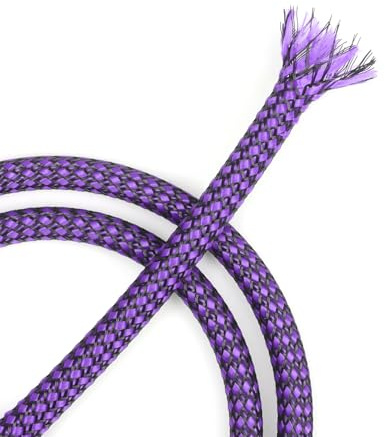 YOUBO Expandable Braided Cable Sleeve, PP Yarn + PET Braided Expandable Sleeving Cable Management Protection High Density PET Wire Cover Sheath for Cables (Purple Black, 4mm-49ft)