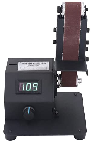 MasYosh Bandschleifer, Vertikales Lichtbogenpolierdesign mit Intelligenter Digitalanzeige und 30 Schleifbändern, Zum Schleifen von Metall, Holz, Kunststoff und Keramik (EU-Stecker)