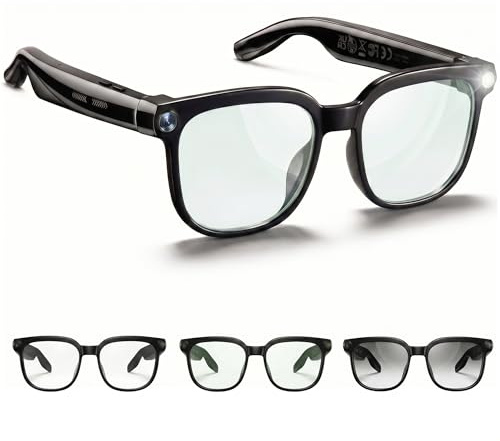 AI Smart Brille mit Kamera und Audio, 4K HD Videoaufnahmebrille, 8MP Kamera-Brille für Männer Frauen, KI-Stimme, Echtzeit-Übersetzung, Photochrome Linsen, IP65 Wasserdicht für Reisen & Meetings