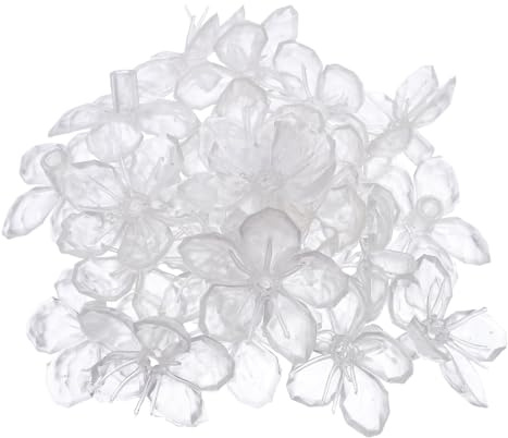 80 Stück Lampenschirm Kirschblüte, Transparent, PVC, für LED Lichterketten | 4,7x4,7x1,5cm Groß, 80 Abdeckungen, zur Auffrischung Alter Leuchten, Hochzeiten, Weihnachten und Selbstgemacht Dekoration