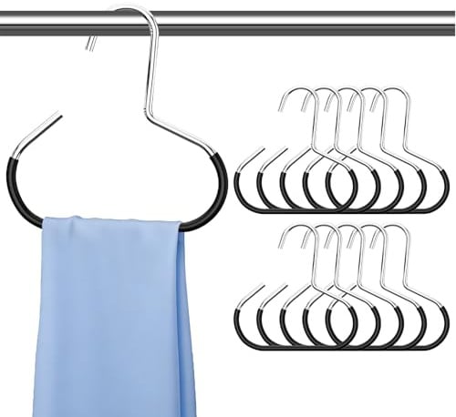 10 st bälteshängare och halsdukar, multifunktionella hängare | Garderobsorganiserare med halkfria metallringar, bälteshållare, hattar och hemtillbehör