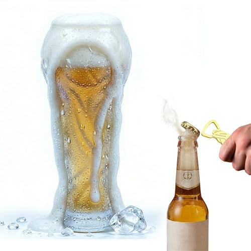 Soccer Trophy Beer Glass – 16.9oz Stadium-Inspired Pint Glass with Laser-Engraved Trophy Design, Heavy-Duty Glassware for Game Day, Father’s Day, Birthday & Team Celebrations (Clear)