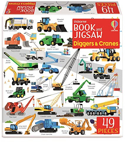 Usborne Book and Jigsaw Diggers and Cranes