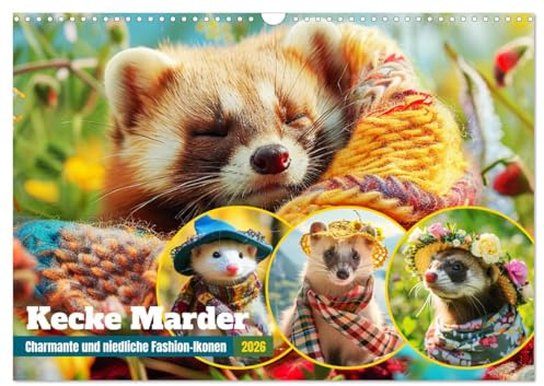 Kecke Marder. Charmante und niedliche Fashion-Ikonen (Wandkalender 2026 DIN A3 quer), CALVENDO Monatskalender: Bezaubernde Momente mit verwegener Flauschigkeit (CALVENDO Tiere)